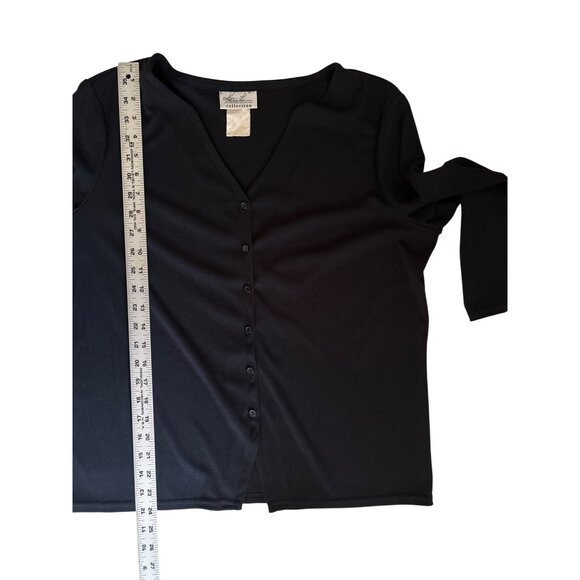 Vtg Kathy Lee Collection Womens Large Black Long Sleeve Button-Up Cardigan - Picture 7 of 7